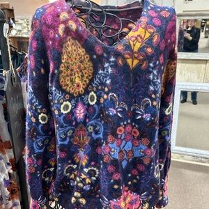 Talbots Multicolor Floral Sweater, Cashmere, Medium